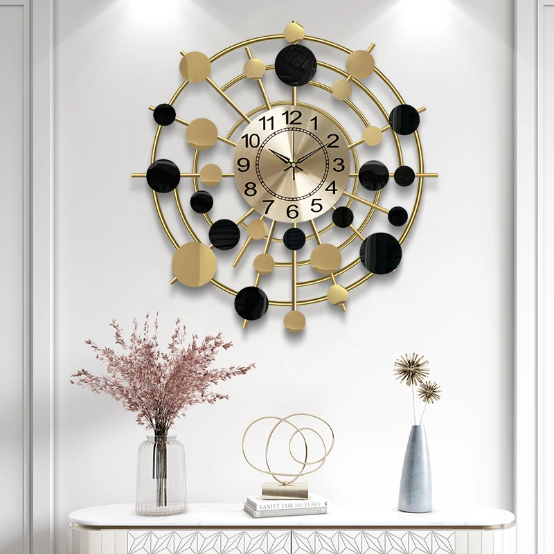 Creative iron 3d home art home decoration luxury oversize living wall watch clock wall mounted