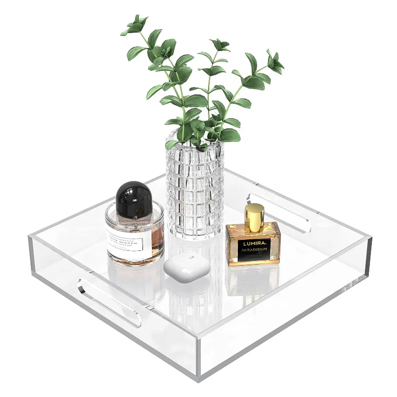 Wholesale Clear Acrylic Drawer Organizer Coffee Table Tray Acrylic Serving Tray For Home Decoration
