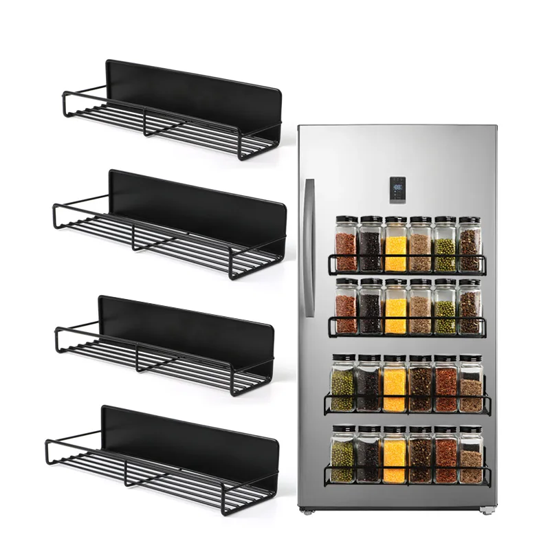hanging stainless steel moveable fridge spice organizer magnetic spice rack for refrigerator for fridge