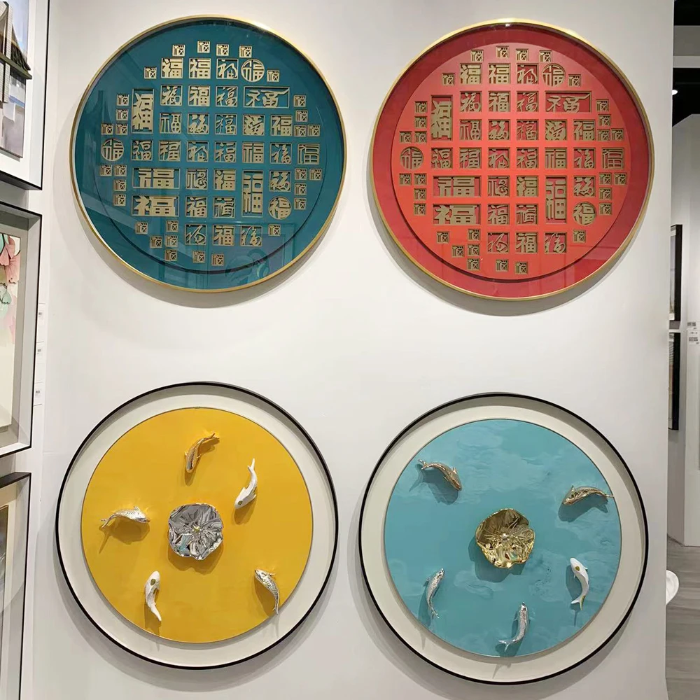 Wholesale Modern Picture Frame Fish Hotel Artwork Simple Framed 3D Carving Relief Abstract Art Wall Paintings For Home Decor