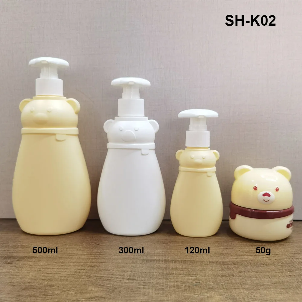 Custom 100ml 150ml 300 ml 400ml Korea Plastic Pet HDPE White Baby Kids Body Wash Shampoo and Conditioner Bottle With Lotion Pump