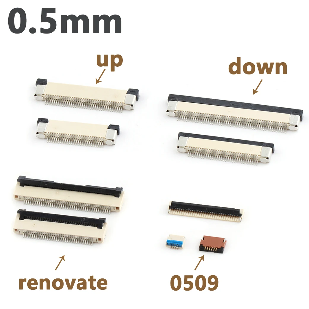 0.5mm pitch female 4-64 pins socket  top connection fpc connector Straight SMT Connector