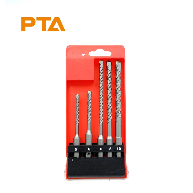 SDS-Plus Tungsten Carbide Rotary Hammer Drill Bit Set 5pcs Concrete Masonry Drill Bit Kit