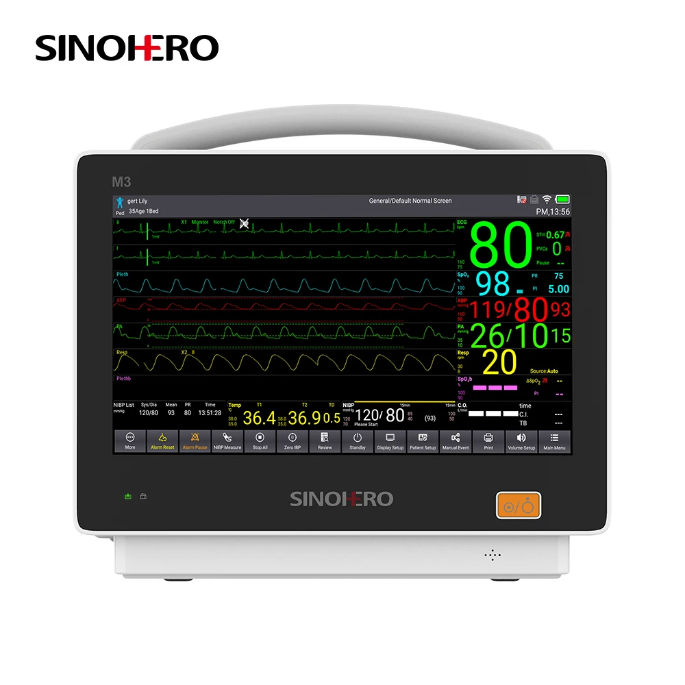 Hospital ICU Portable Touch Screen Device Multi-Parameter Electric Powered Heart Rate Cardiac Patient Monitor