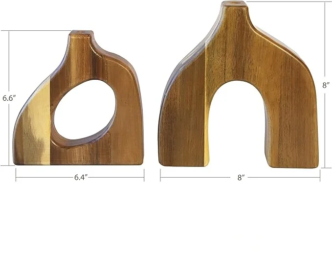 Wooden Decorative Vases Set  Vase for Tables, Shelves, or Mantles Vase Display for Flowers Short Cute Vases