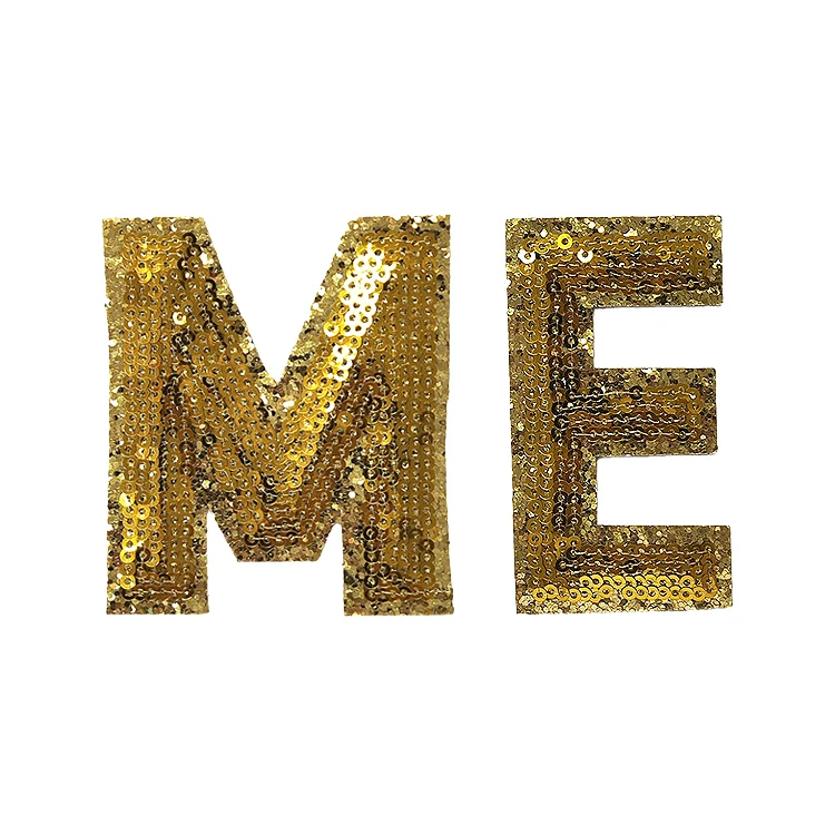 Factory Custom High Quality computer  Embroidery beading sequins letters iron on patches for Clothing Clothes bag hats patch