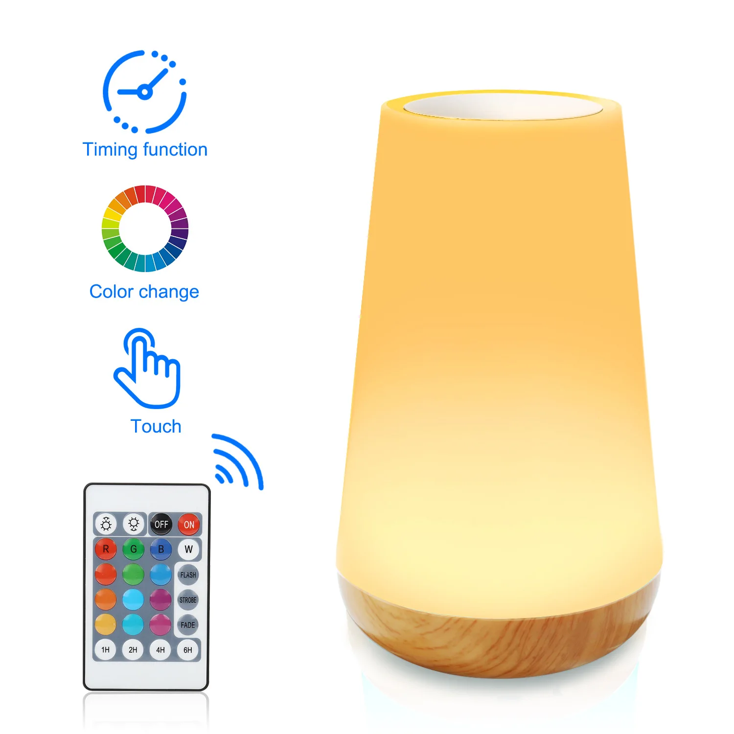 Night Light Led Touch Bedside Table Lamp Remote Control Dimmable Light With Rgb Color Changing Usb Rechargeable Portable Lamp