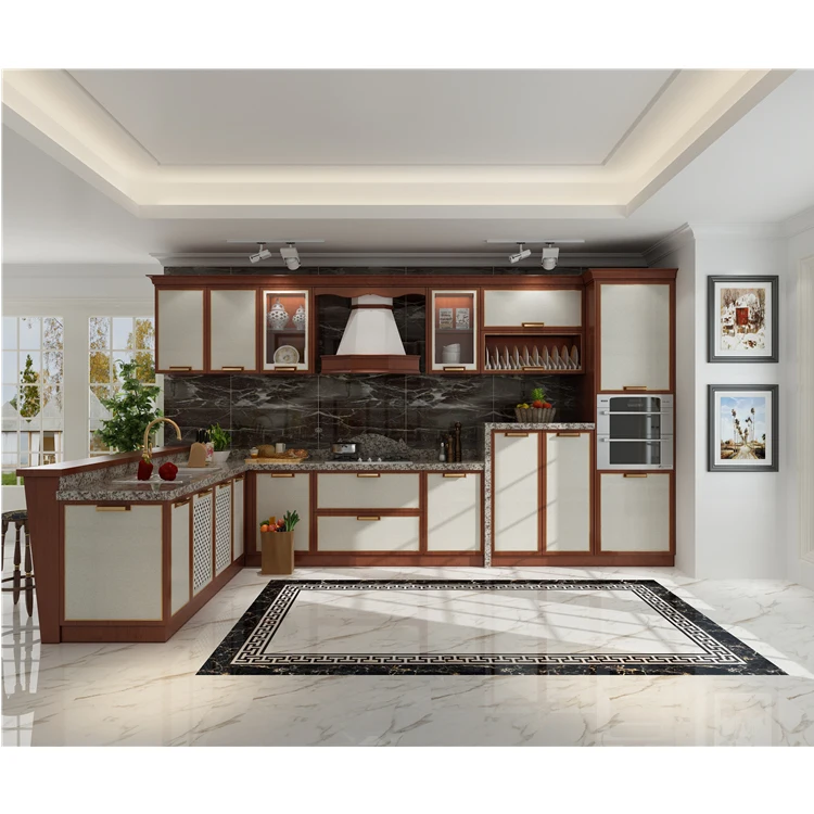 Prefab Contemporary Home White Wooden Cabinets Furniture Design Ready Made Modern Cupboards Kitchen Cabinet With Storage Rack