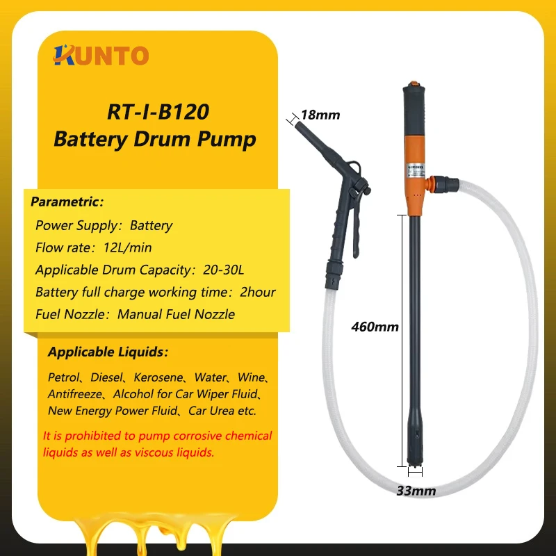 Portable fuel transfer pump plastic battery operated electric automatic fuel transfer pump for gas can