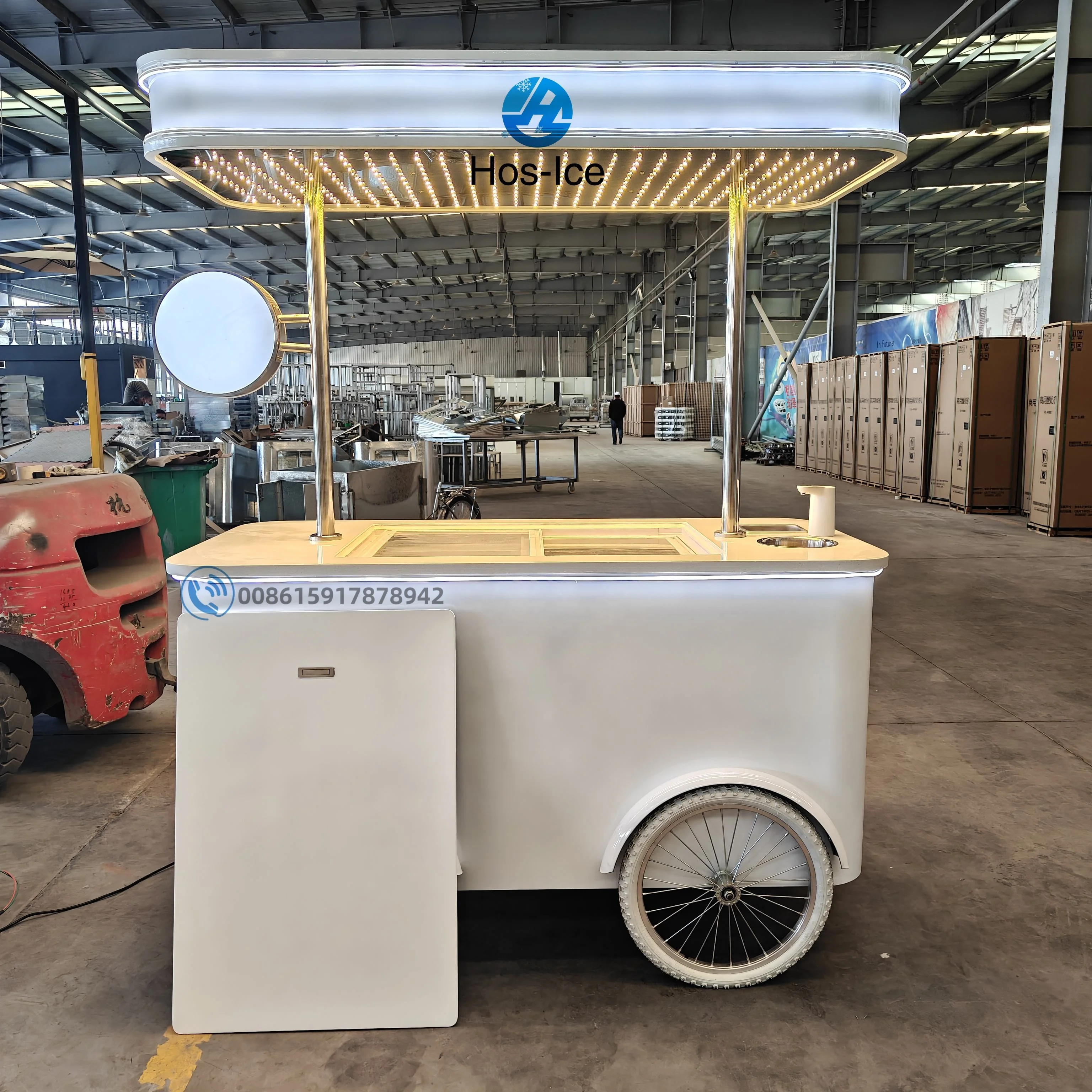 Hot sell customized four wheeled food truck ice cream cart popsicle display freezer food cart