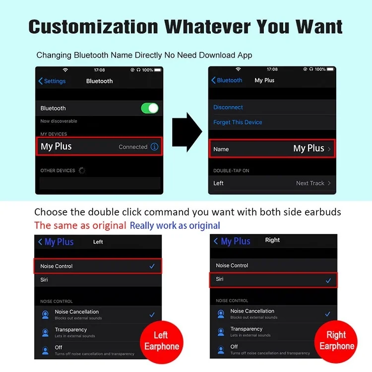 
2021 ANC Airoha 1562 Airpro Noise Cancelling Rename GPS In Ear TWS Air Pro 3 Wireless Bluetooths Earphone Earbuds 