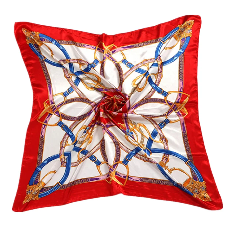 Высококачественный квадратный атласный шарф с принтом на заказ из 100 шелка с китайским узором