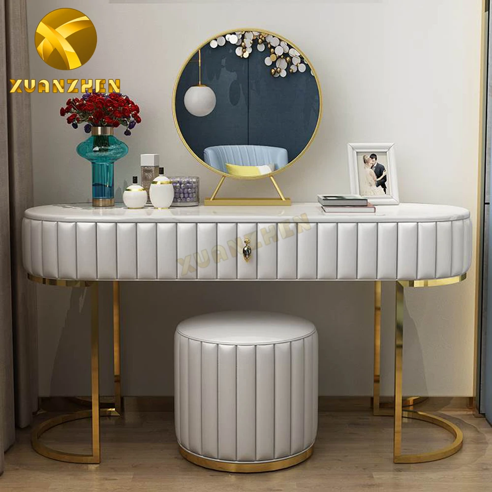 
Bedroom furniture modern pink dresser and stool chair with drawers stainless steel legs dressers with mirror 