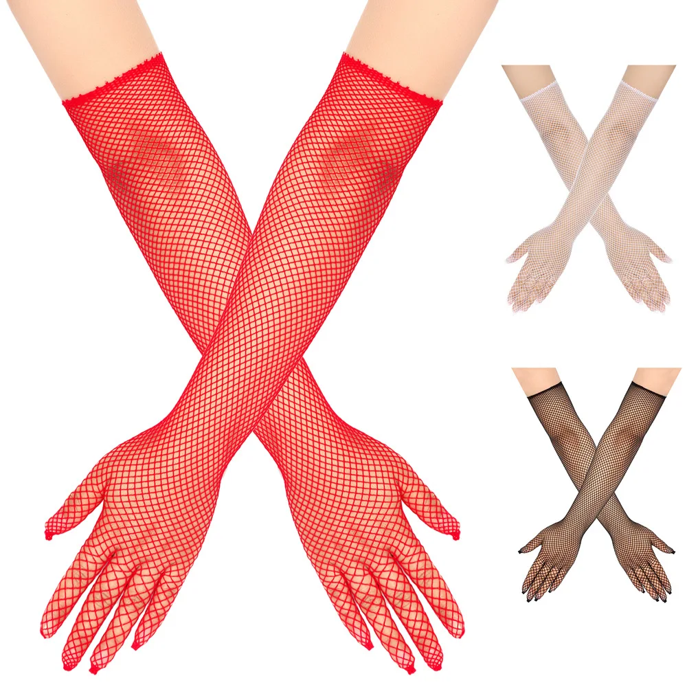 Sexy Fishing Net Gloves ladies Nightclub Fine net Long Sleeve mesh glove