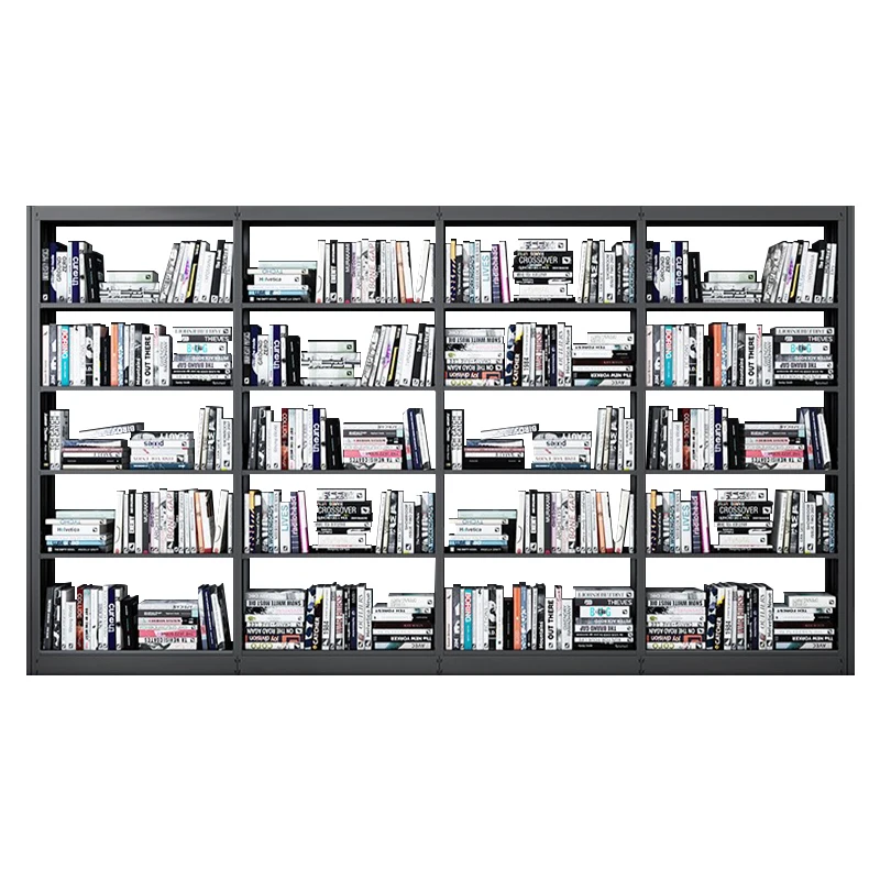 Высококачественная, металлическая, стальная, 4 вертикальных ряда, 5 уровней, книжная полка в торговом центре, библиотеке, кабинете