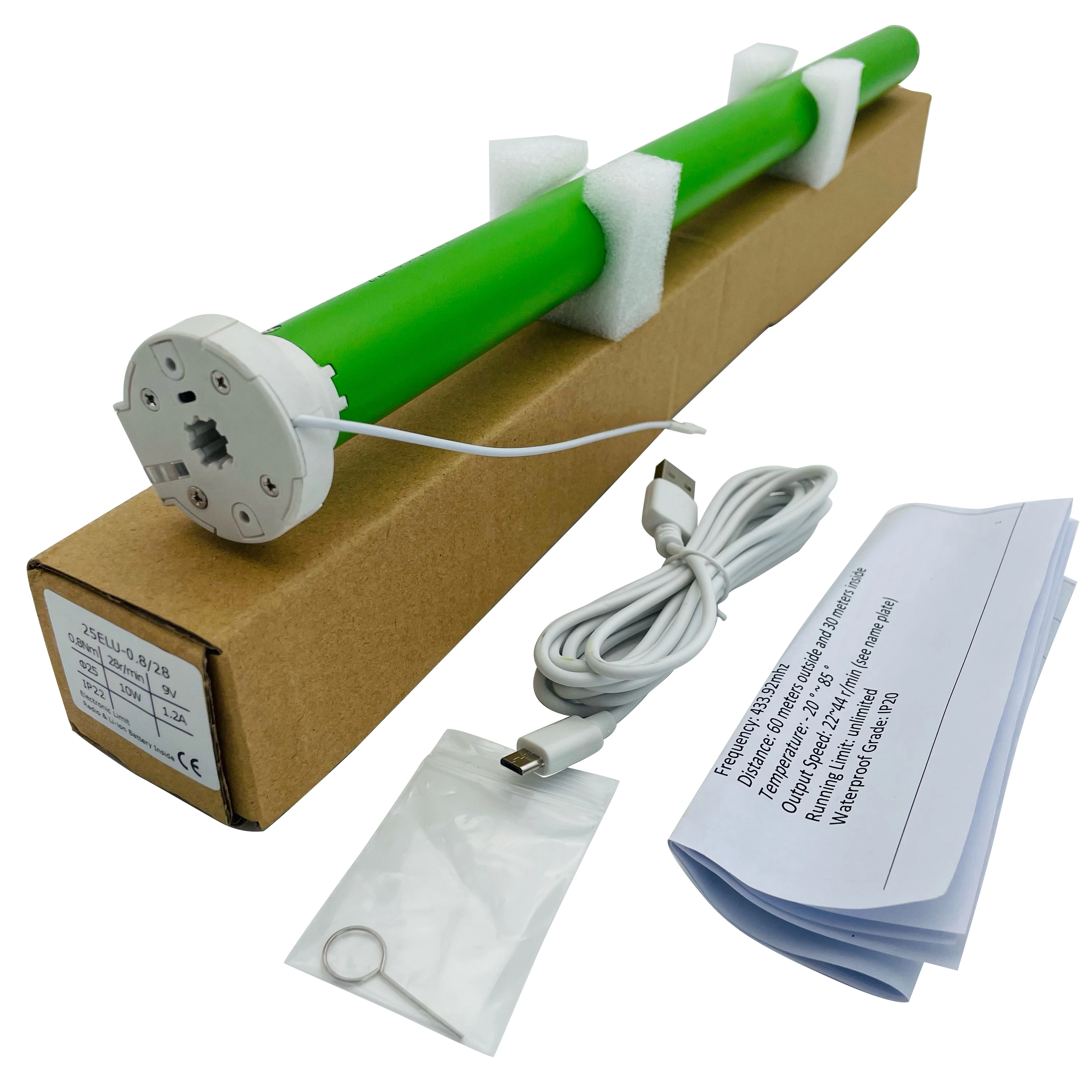 Roller Blind Motor 25mm Lithium Rechargeable Battery Tubular Motor 38mm Roller Tube