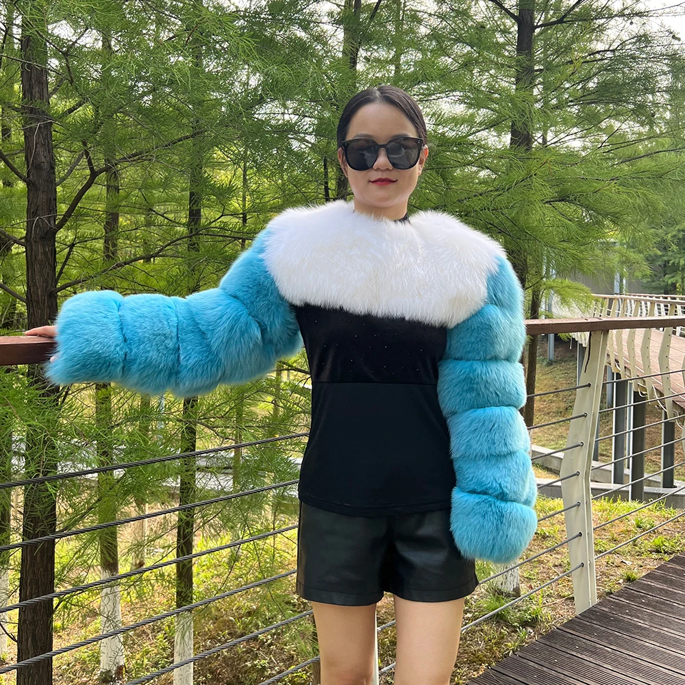 2024 women winter fashionable real fox fur coat with classic sleeves lady luxury fox fur jacket/jumper