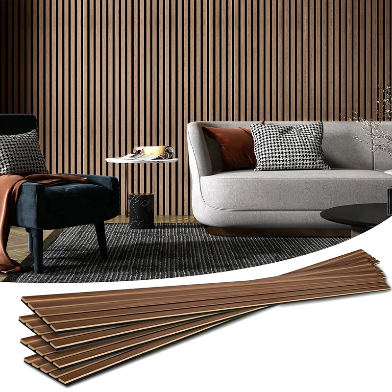Akupanel Acoustic Panels Wooden Slat Wall Panel MDF Soundproofing Material Wood Texture Interior Wall Panels