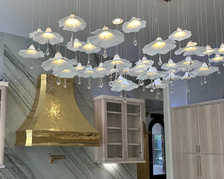 hotel chandelier luxury mushroom chandeliers rectangular crystal hanging pendant light staircase flower ceiling lamps table top