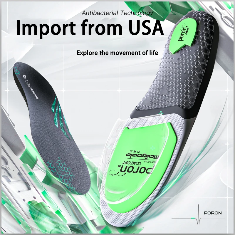 wholesale PORON GEL EVA poron memory foam insoles shock-absorbing sports insoles multiple layer shock-treated insoles MOQ 1pair