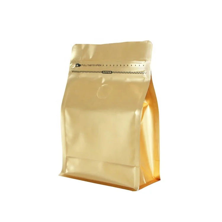 recyclable flat bottom coffee packing bag with valve and zipper