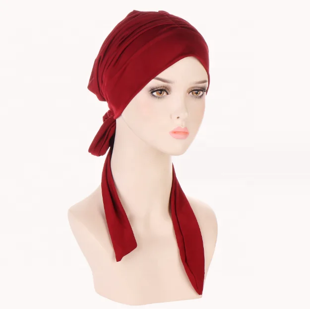 Belief Muslim Women Soft Turban Hijab Hat Pre-Tied Head Scarf Printed Chemo Inner Hijabs Headwear