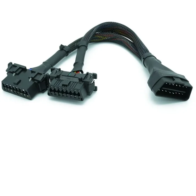 300mm OBD2 Plug Extension Cable OBD-II Bluetooth Adapter Splitter, 1x Male to Dual Female Diagnostic Extender Adapter