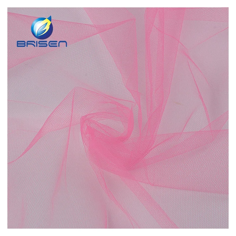 Polyester Tulle Pink Mesh Fabric For Wedding Toy Fabrics