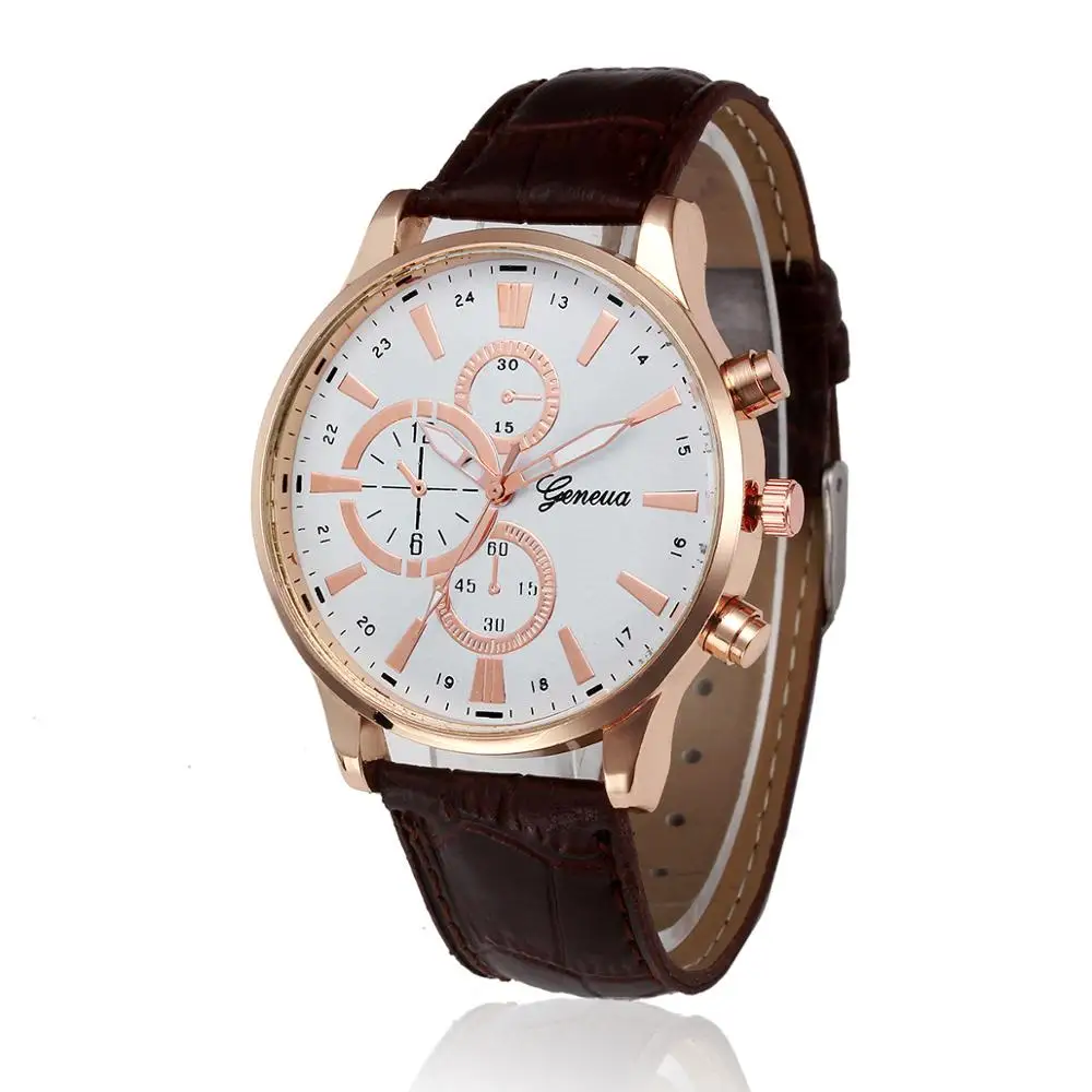 New Relojes men Watch 2013 Fashion Geneva Rose Gold Roman Leather Quartz Watch Men Dress Wristwatch Relogio Feminino Clock