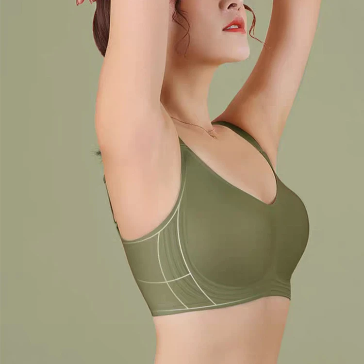  Free Sample Thin Cup Soft Jelly Strip Seamless Underwear Ladies Plump Bra XL Invisible Push Up