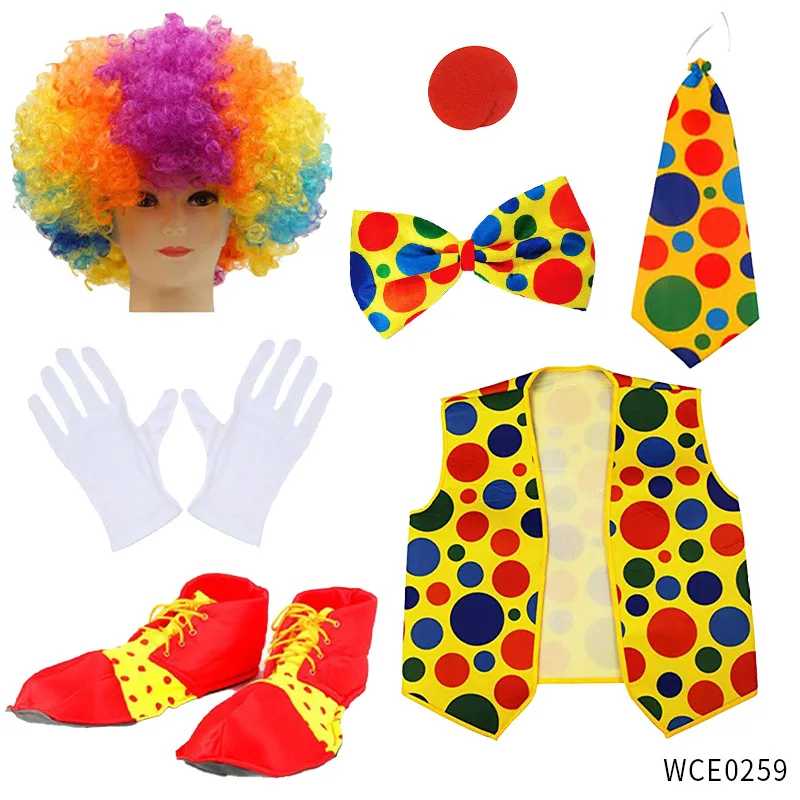 Halloween Clown Costume Set Clown Accessories for Adults Clown Parties Circus Carnivals Pretend Play