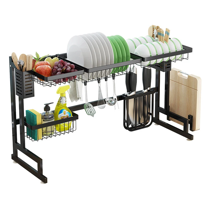 Multifunctional Manufacturer supply retractable storage shelf display kitchen over sink dish drying rack