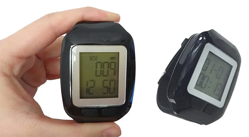 Electronic waiter call service system with rechargeable watch pager