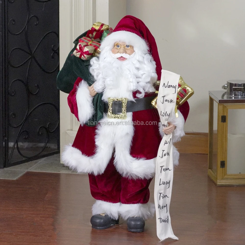 
30~110cm Christmas Standing Santa Claus with name list Ornament Decoration Traditional Holiday Figurine Collection Xmas series 