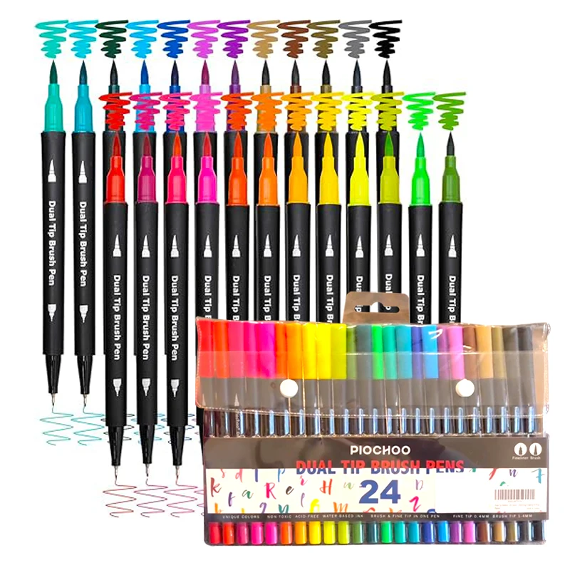 24pcs New Double-headed Non-toxic Acrylic Waterproof Quick-dry Marker Stackable Water-based Acrylic Pen