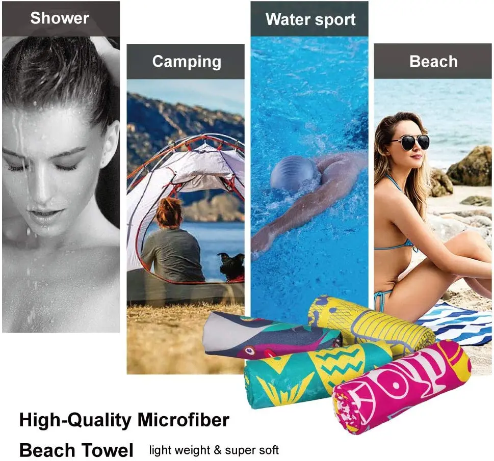 100% Recycled Plastic Bottle Microfiber polyester Oversized Extra Large Sand Free Quick Dry Lightweight beach towel