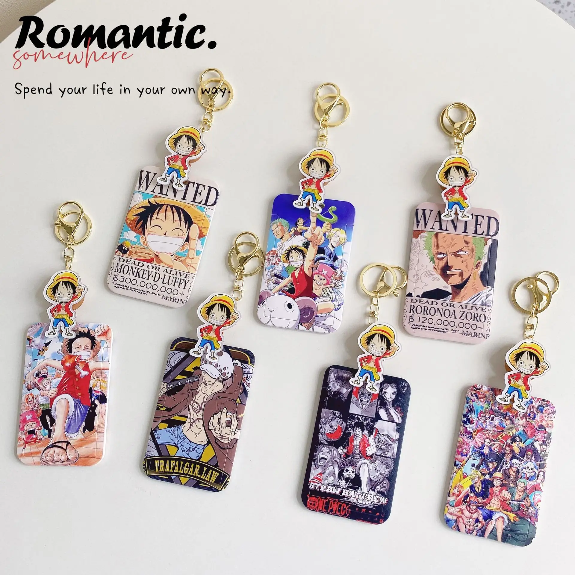 Wholesale Anime Luffy Chopper Zoro Card Holders Keychain Toy Cartoon ABS Student ID Card Bus Name Card Case Protect Card Sleeve