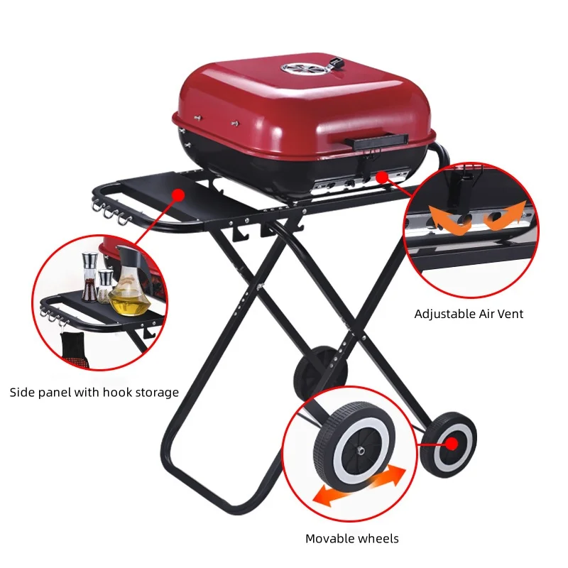 OEM ODM China manufacturer European style bread shape removable charcoal bbq grills Kettle Grill with Wheels