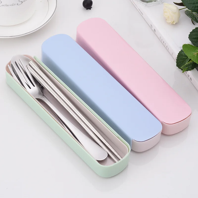 Stainless steel tableware student travel convenience box spoon fork chopsticks set