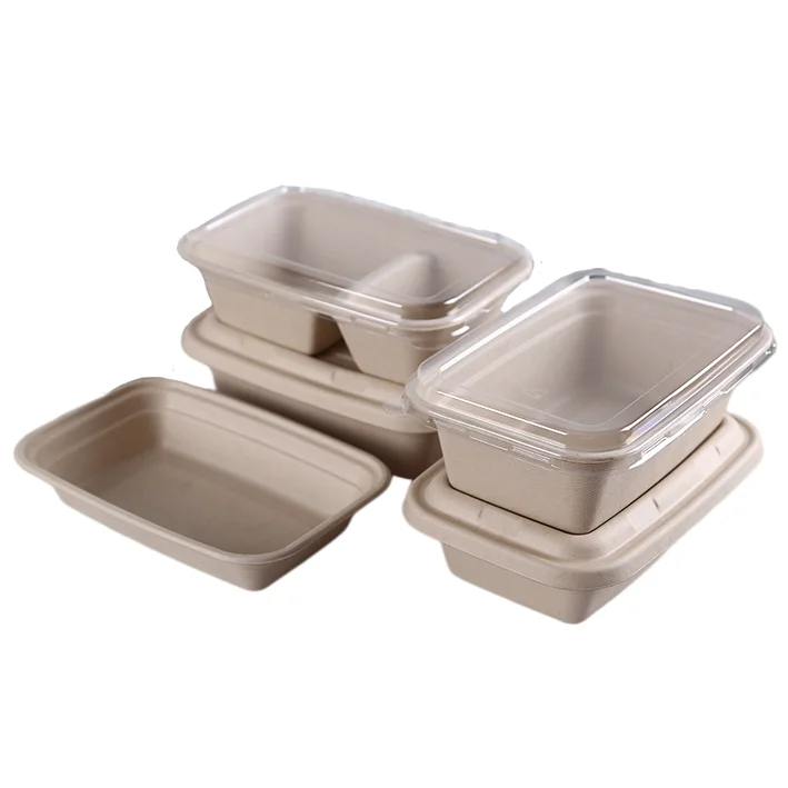 Compostable wheat straw pulp lunch food box disposable take out food container