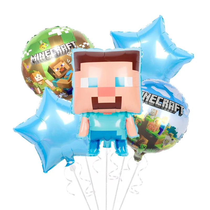 Pixel мир мультфильм коробка алюминий воздушный шарик из фольги в форме комплекты для мальчиков игра Декорации для вечеринок детские игрушки Happy для вечеринок по случаю Дня рождения