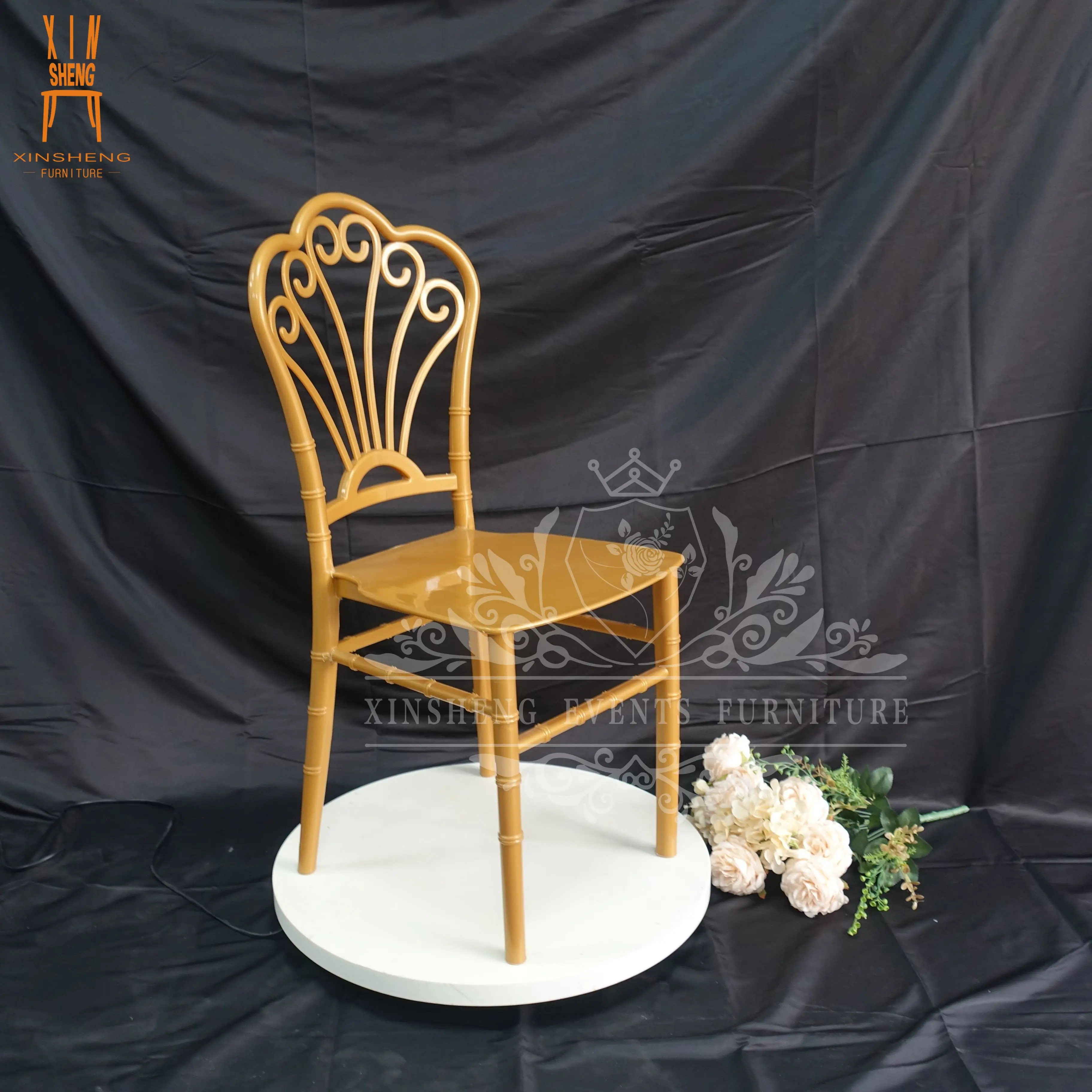Hot Sale Party Wedding Cheap Price PP Gold Phoenix Resin Chair