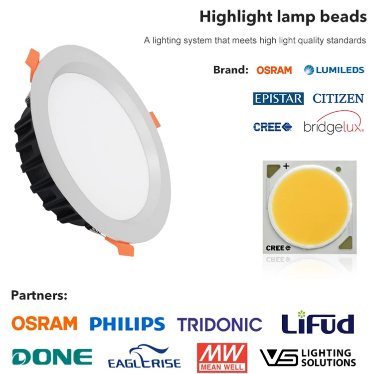 Energy Saving Indoor Home Lighting Adjustable Ceiling Recessed 3w 5w 7w 9w 12w 15w 18w 24w SMD Round Led Downlight