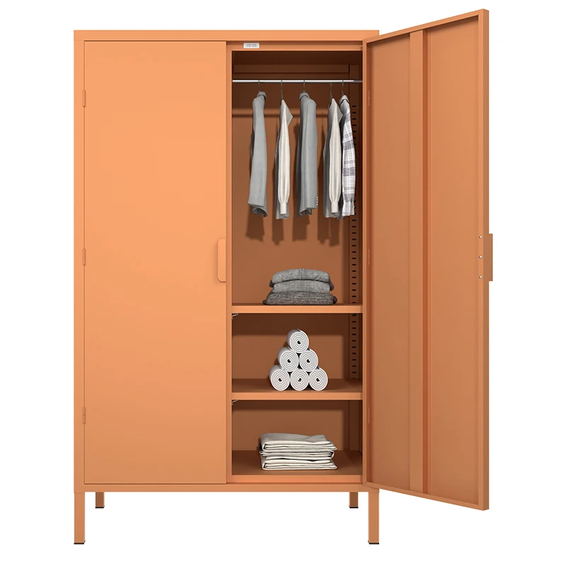 Household Metal Wardrobe 2 Door Storage Locker Bedroom Steel Cupboard For Clothes Steel Wardrobe Closet Balcony Locker Colourful