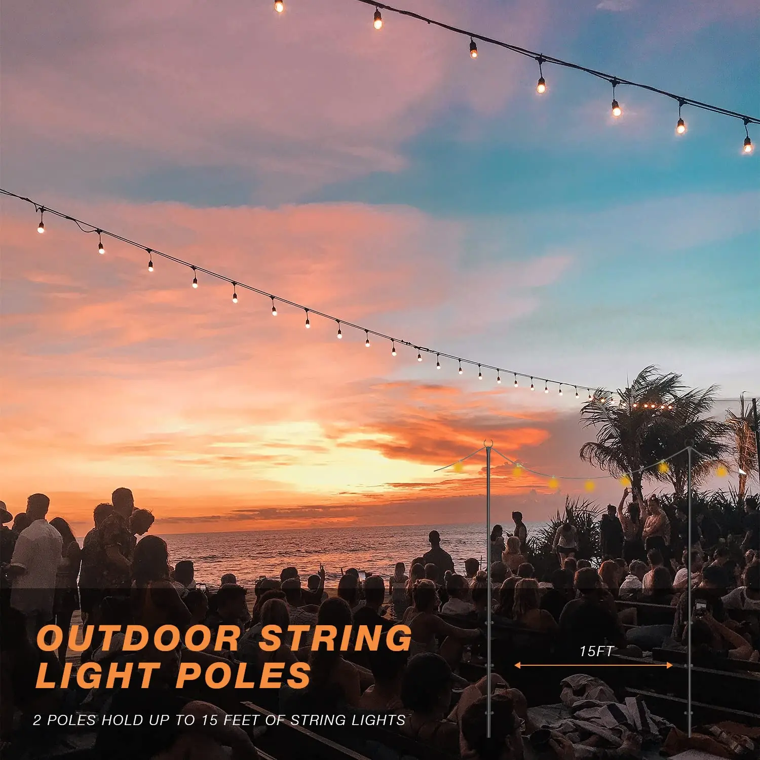 Garden Light Pole Decorative Holiday String Light Poles Outdoors Light Pole