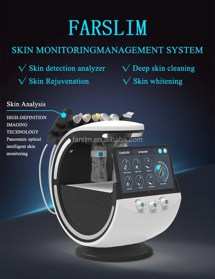 Black Ice Blue Hydraskin 7 In 1 Small Bubble Machine For Deep Cleaning Vacuum Blackhead Remover Skin Analyzer Aqua Peeling