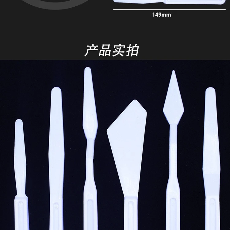 Wholesale Crafts Supplies Ceramic Tools 6pcs different size white plastic palette knife set with painting