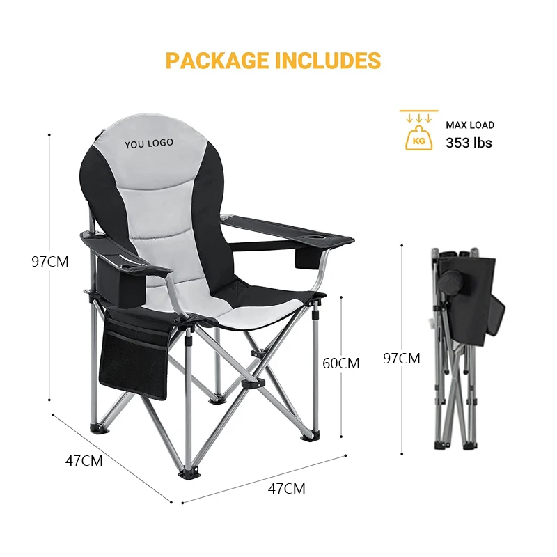 Luxury Large Oxford Quick Open Portable Collapsible Reclining Picnic Camping Chair With Cooler Bag Outdoor