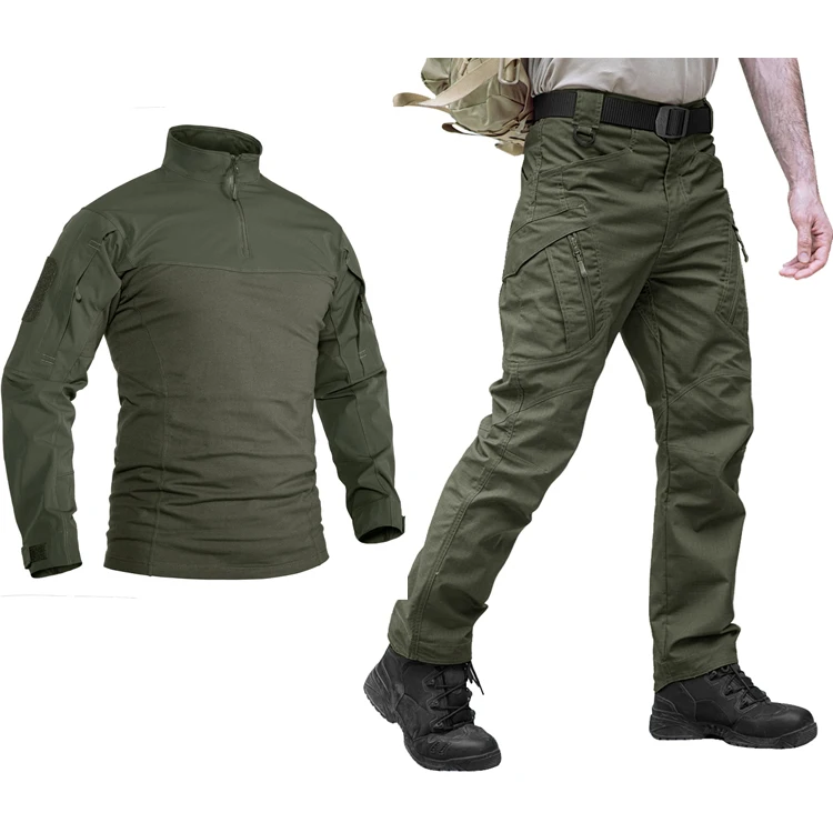 Custom Clothing Manufacturers Tactical Combat Shirt Trousers Black ,Frog Suit Army Military Uniform,Ripstop Security Guard Pants