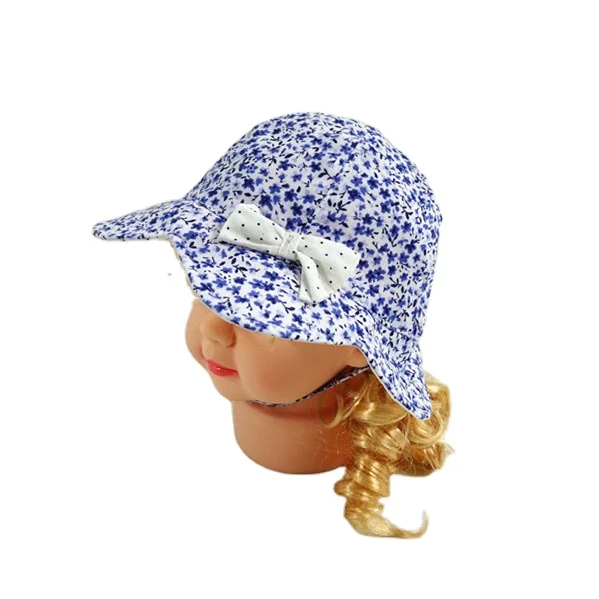 Ins Fashion Baby Full Floral Print Bucket Hat with Bowtie